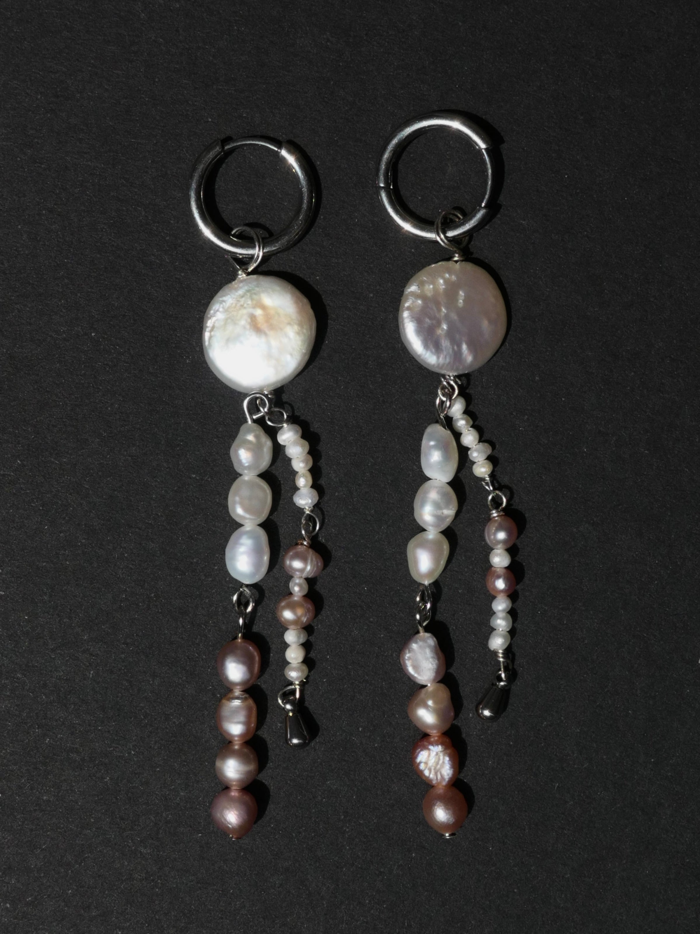 Double Pearl Silberohrring