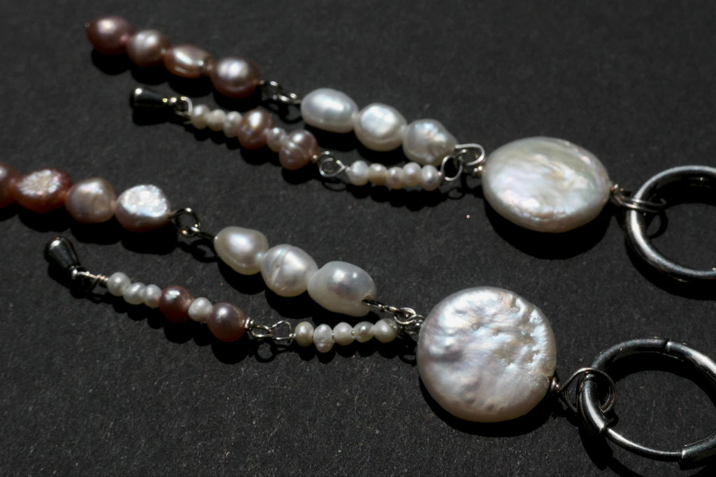 Double Pearl Silberohrring