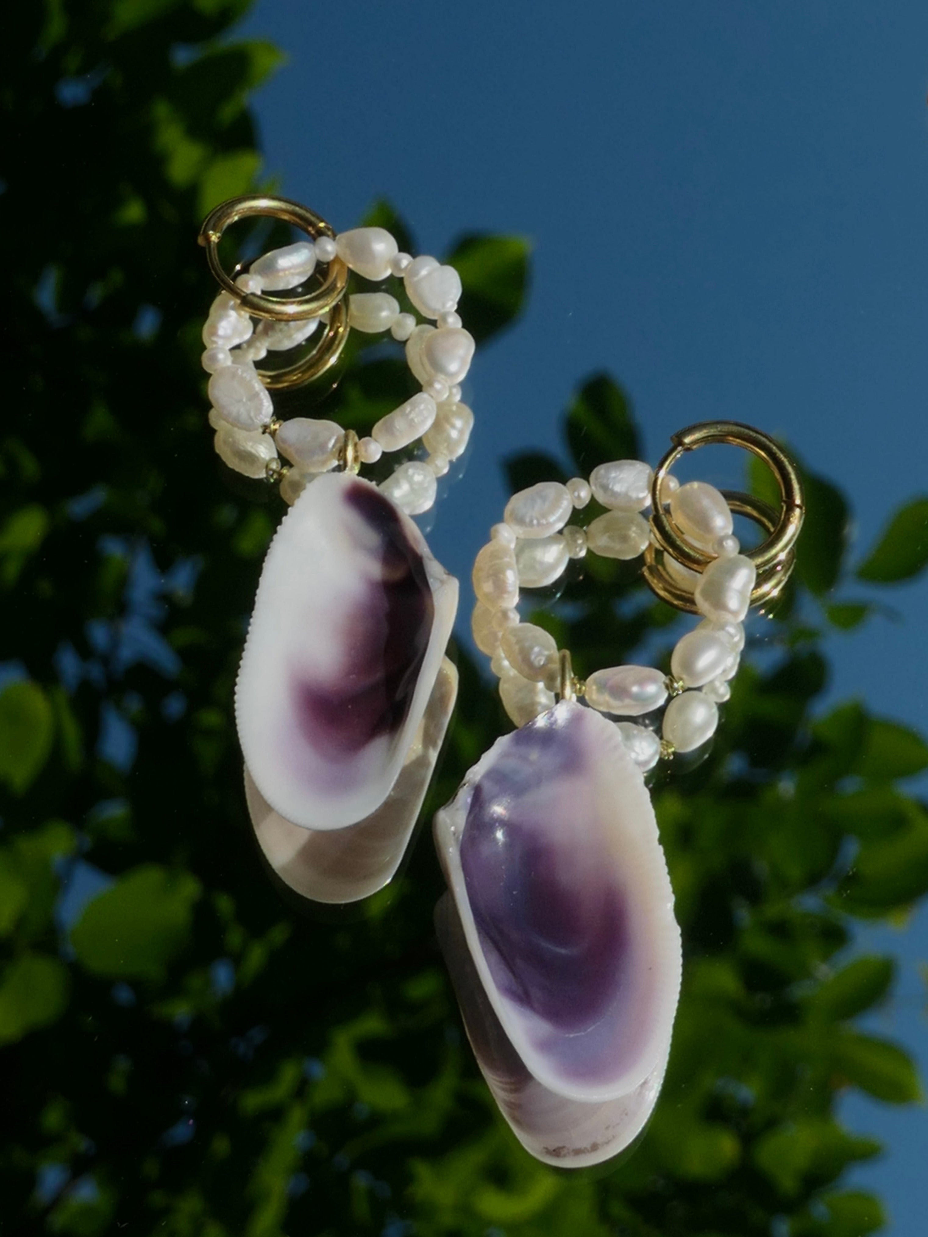 Purple Pearl Goldohrring
